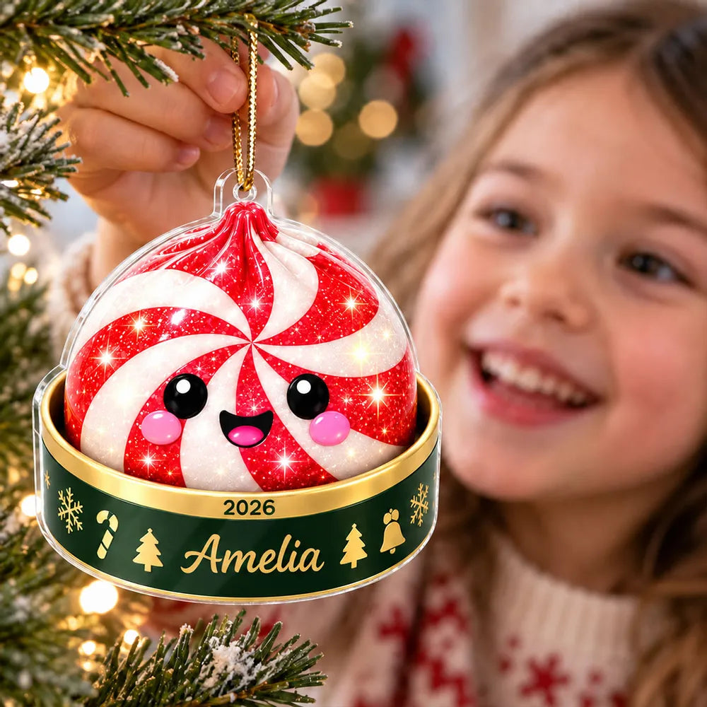Personalized Acrylic Christmas Ornament Cute Santa Reindeer Gift for Family