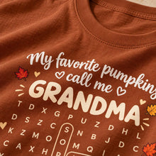 Load image into Gallery viewer, Personalized Classic Tee Pumpkin Word Search Gift for Grandma
