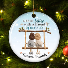 Load image into Gallery viewer, Personalized Ceramic Ornament Friends on Swing Gift for Best Friend
