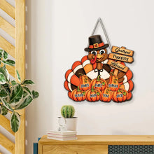 Load image into Gallery viewer, Personalized Wooden Sign with Pilgrim Turkey for Family Fall Decor
