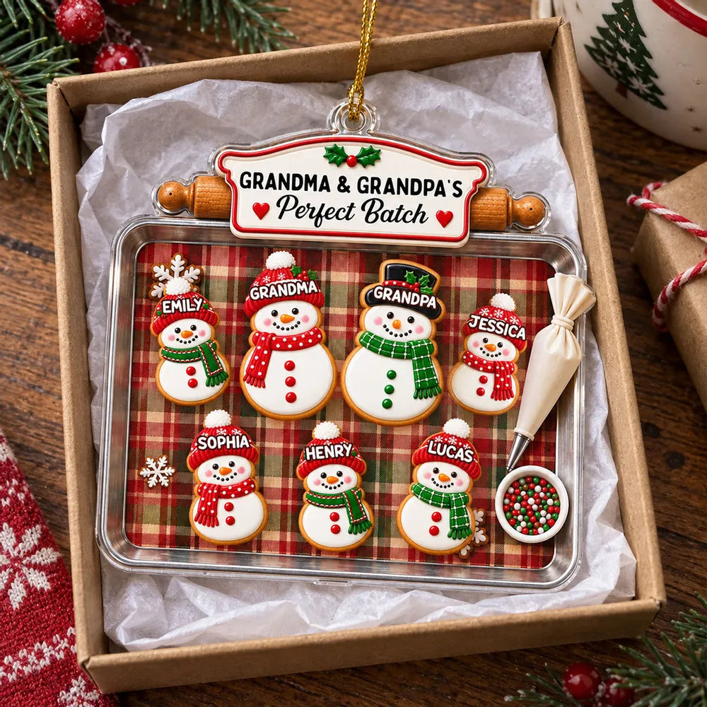 Personalized Acrylic Snowman Cookie Ornament Gift for Grandparents