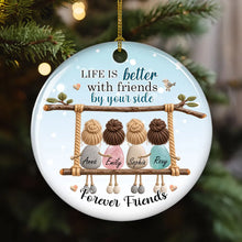 Load image into Gallery viewer, Personalized Ceramic Ornament Friends on Swing Gift for Best Friend
