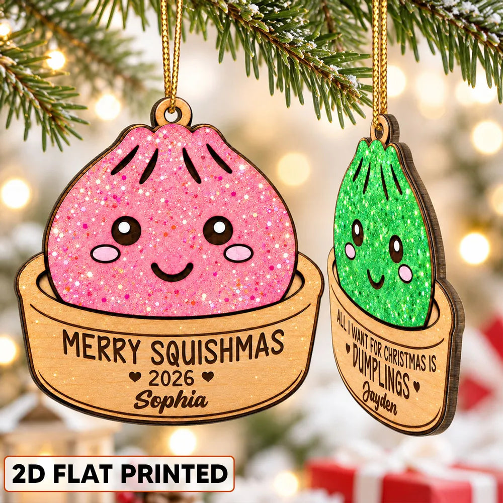 Personalized Merry Squishmas Wooden Ornament Custom Gift for Kids