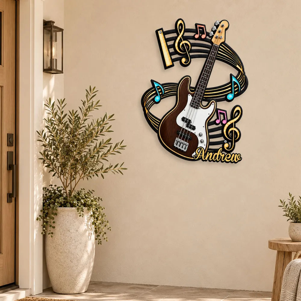 Personalized Guitar Shaped Metal Sign for Musicians | Gift Idea