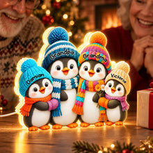 Load image into Gallery viewer, Personalized Penguin Family Acrylic Light Box Gift for Grandparents
