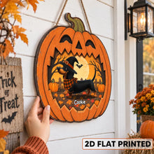 Load image into Gallery viewer, Personalized Wooden Halloween Sign for Dog Lovers | Custom Dachshund Gift
