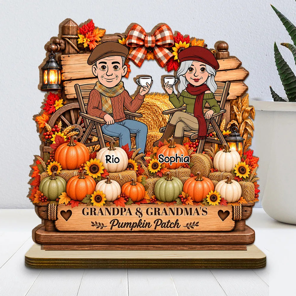 Personalized 2-Layer Wooden Plaque Family Gift for Grandparents Autumn Coffee