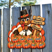 Load image into Gallery viewer, Personalized Wooden Sign with Pilgrim Turkey for Family Fall Decor
