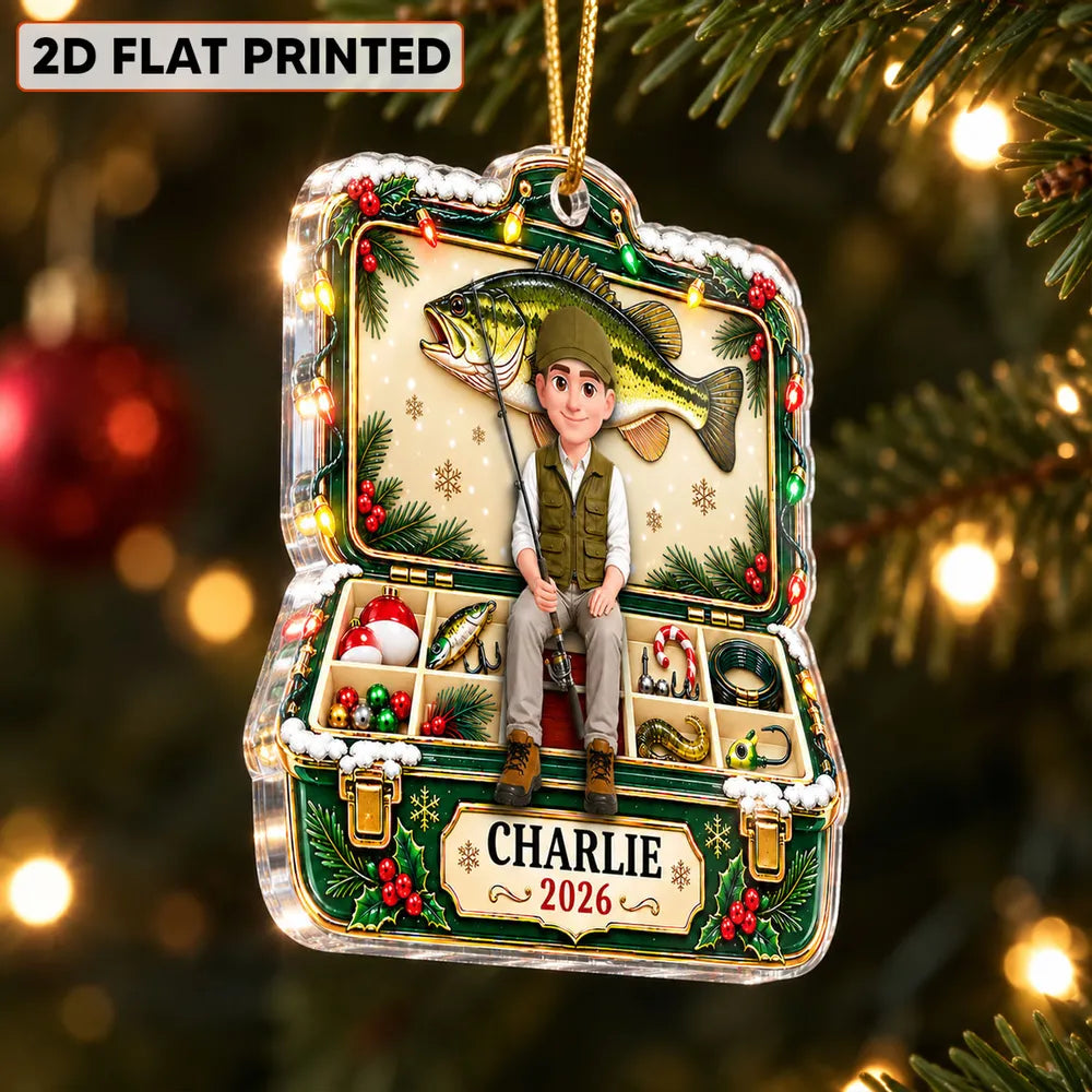 Personalized Fishing Acrylic Ornament Custom Name Gift for Dad