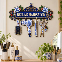 Load image into Gallery viewer, Personalized Shaped Metal Sign Floral Beauty Decor Gift for Stylist
