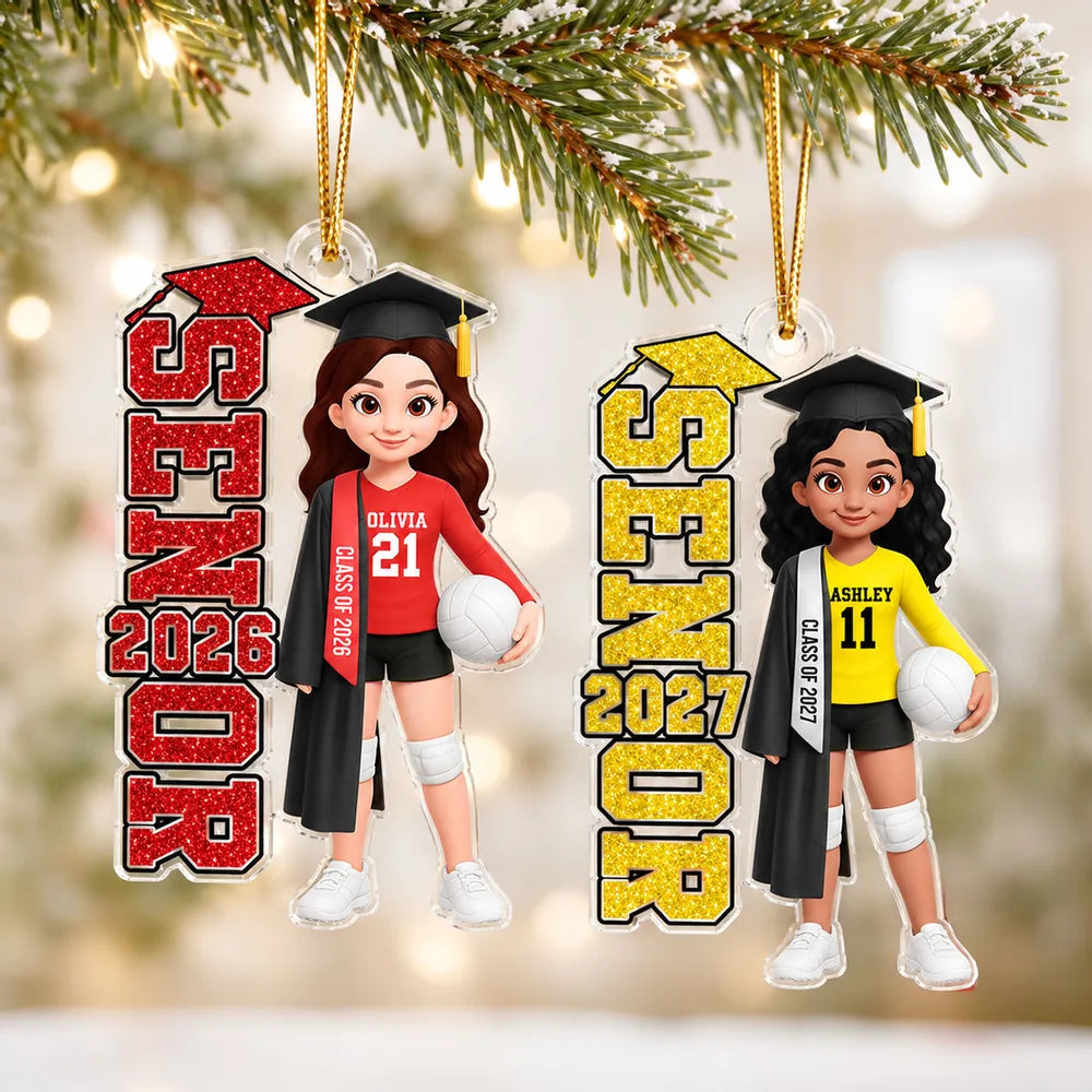Personalized Graduation Ornament Colorful Senior Volleyball Gift for Daughter