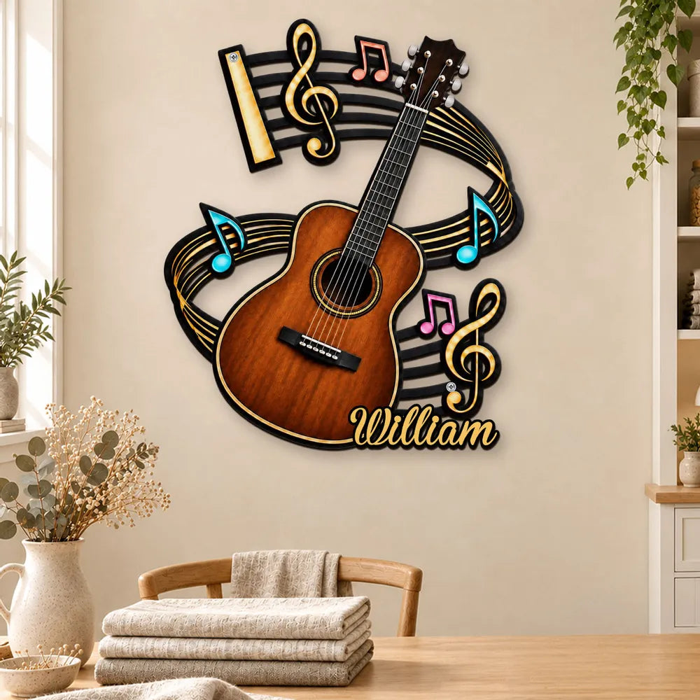 Personalized Guitar Shaped Metal Sign for Musicians | Gift Idea