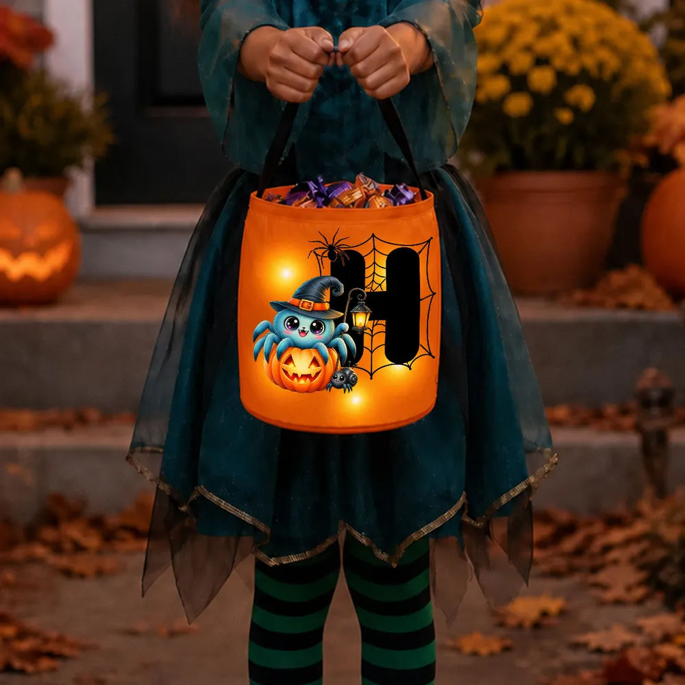 Personalized LED Light Up Halloween Basket for Kids