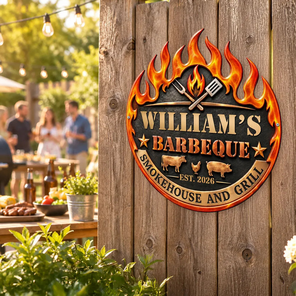 Personalized Metal Barbecue Sign Custom Gift for Grill Master