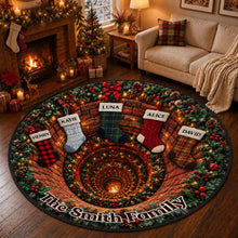 Load image into Gallery viewer, Personalized Round Quilted Mat Christmas Family Gift Decor
