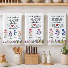 Load image into Gallery viewer, Personalized Kitchen Towel Friendship Quote Floral Gift for Best Friend
