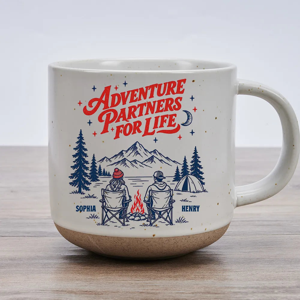 Personalized Adventure Pottery Mug Custom Camping Gift for Couple