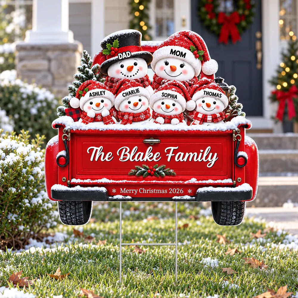 Personalized Snowman Family Yard Sign Christmas Decor Gift for Family