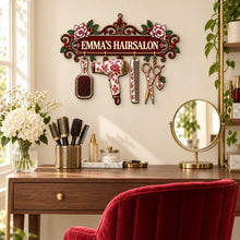 Load image into Gallery viewer, Personalized Shaped Metal Sign Floral Beauty Decor Gift for Stylist
