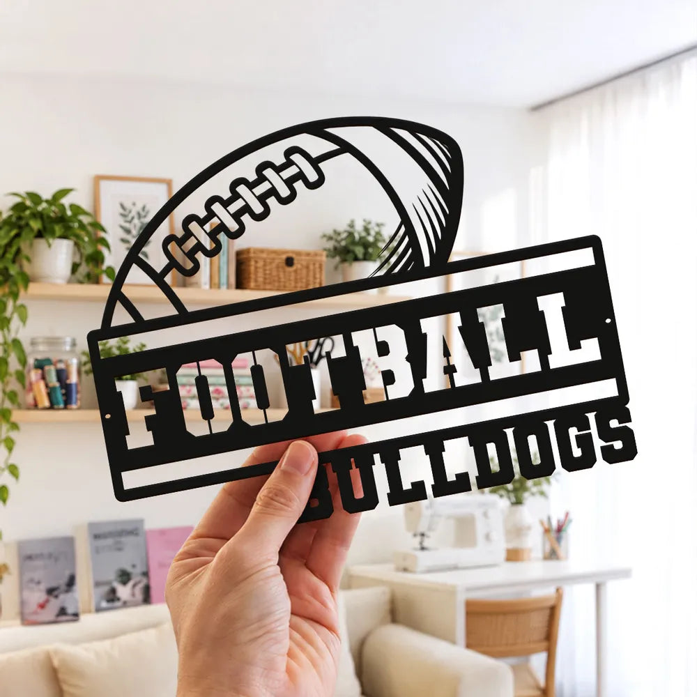 Personalized Football Shaped Metal Sign Gift for Dad Coach