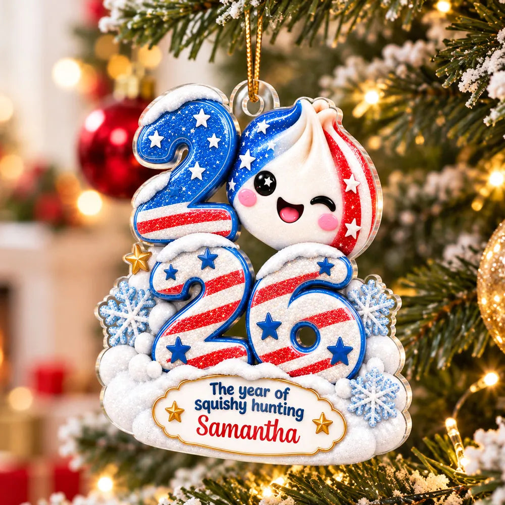 Personalized American Flag Christmas Ornament Custom Name Year Gift for Teens