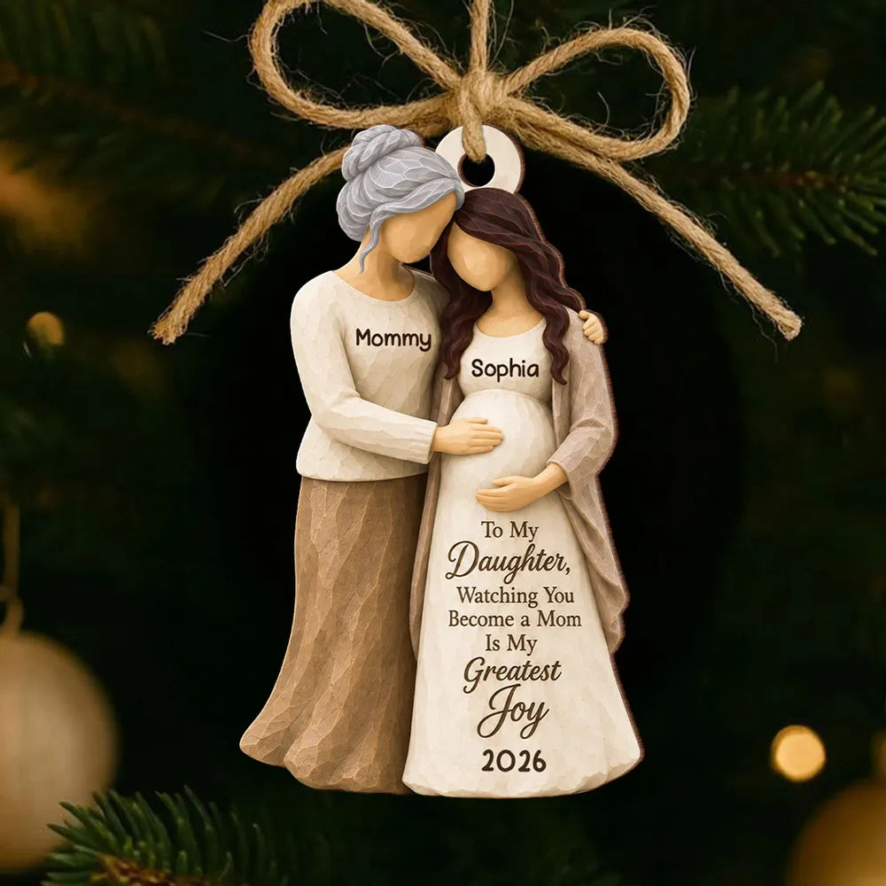 Personalized Wooden Ornament Mom-to-Be Heartwarming Gift