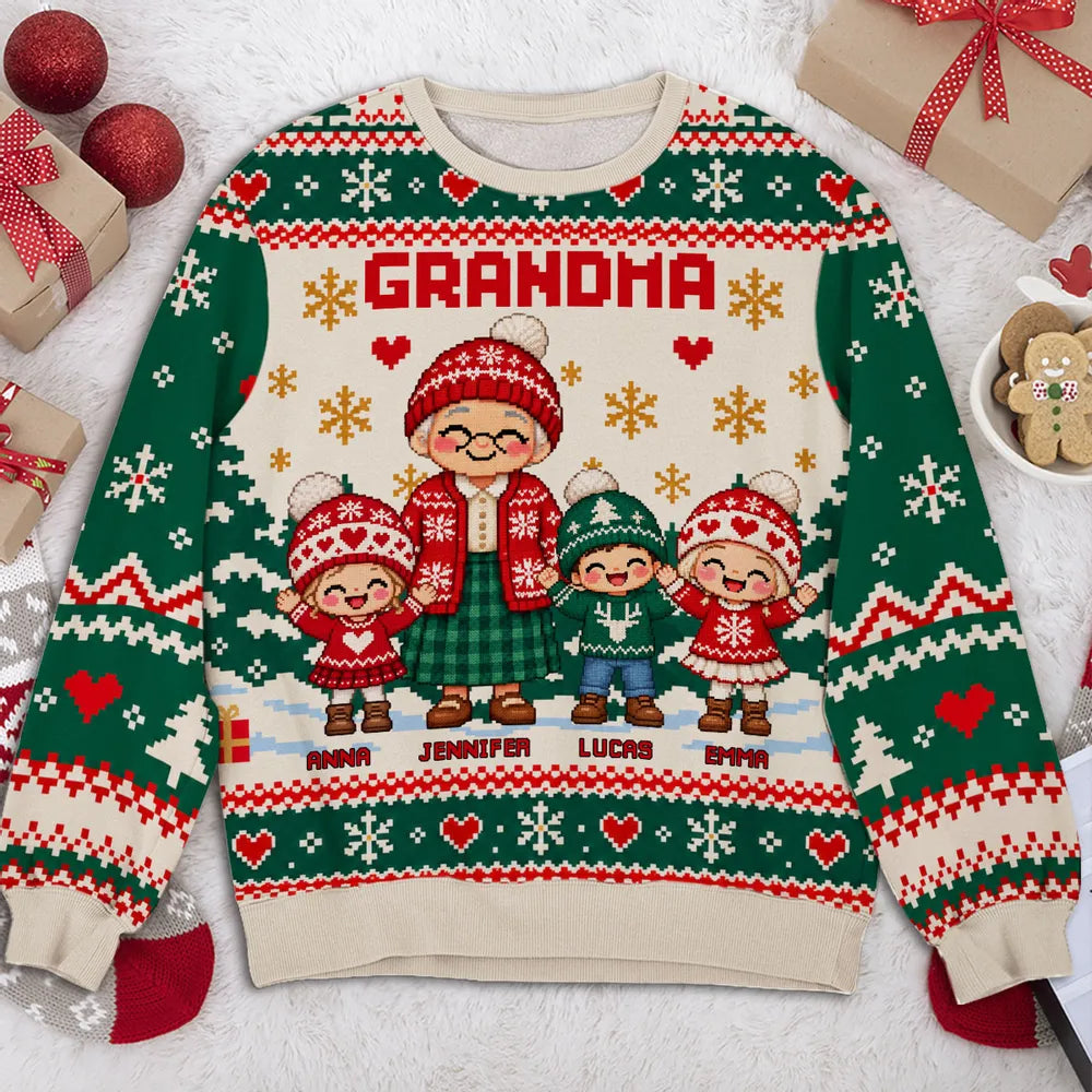 Personalized Sweatshirt with Grandma and Grandkids Design | Unique Christmas Gift
