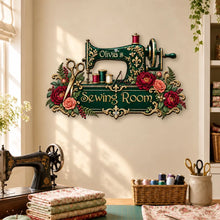 Load image into Gallery viewer, Personalized Floral Sewing Room Metal Sign Gift for Mom
