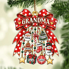 Load image into Gallery viewer, Personalized Acrylic Christmas Ornament Gift for Grandma with Red Bow
