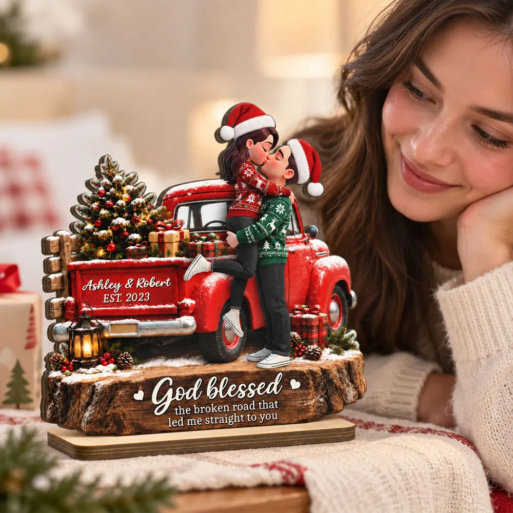 Personalized 2-Layer Wooden Plaque Kissing Couple Gift for Couples Christmas