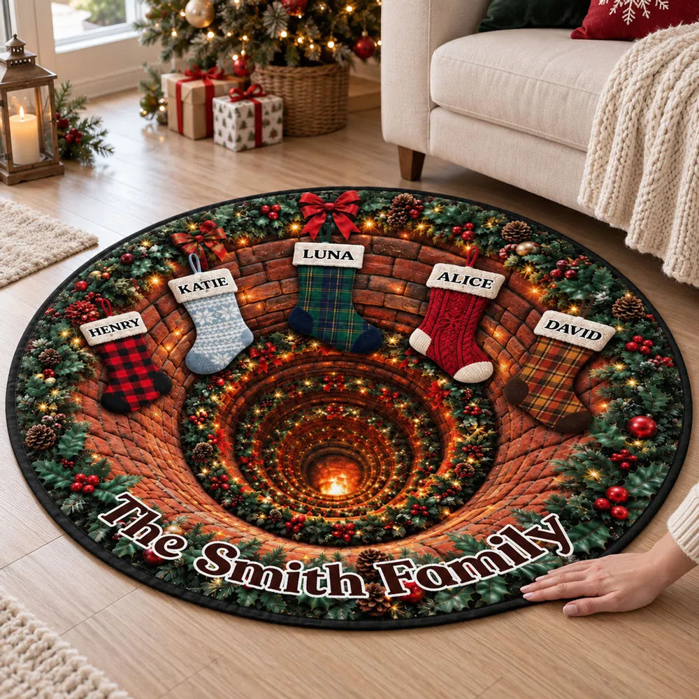 Personalized Round Quilted Mat Christmas Family Gift Decor