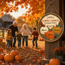Load image into Gallery viewer, Personalized Wooden Pumpkin Patch Sign Gift for Grandma &amp; Grandpa
