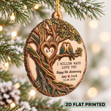 Load image into Gallery viewer, Personalized Wooden Ornament with Willow Tree &amp; Birds, Unique Anniversary Gift for Couples
