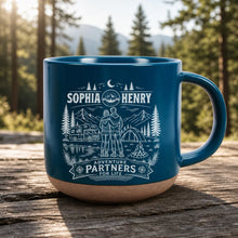 Load image into Gallery viewer, Personalized Pottery Mug with Embracing Couple Gift for Adventurous Couple
