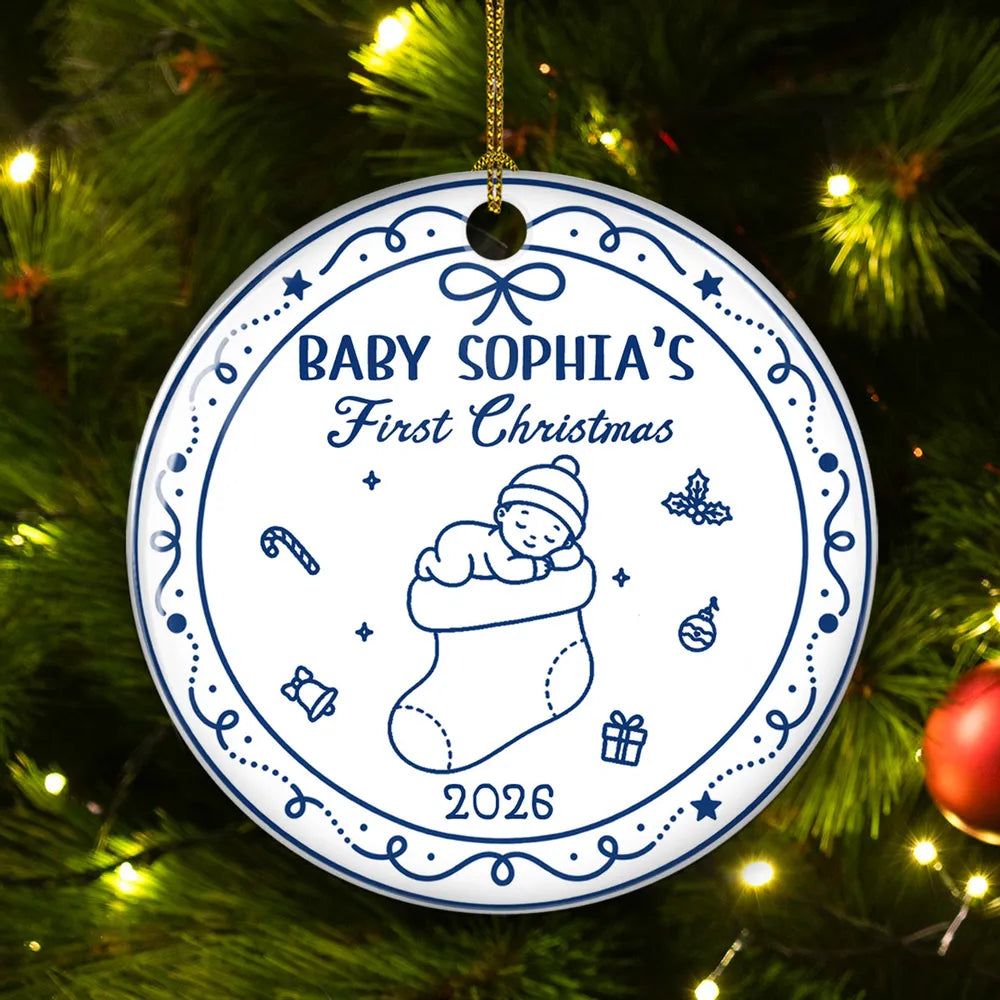 Personalized First Christmas Ornament Custom Name Baby Gift for New Parents