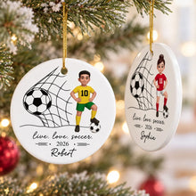 Load image into Gallery viewer, Personalized Ceramic Soccer Girl Ornament Custom Name Gift for Daughter

