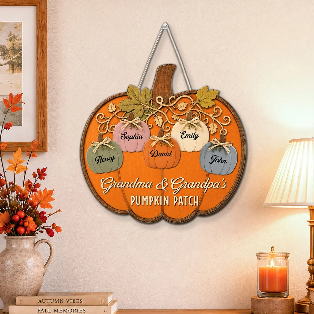 Personalized Wooden Sign for Grandma & Grandpa's Pumpkin Patch Gift