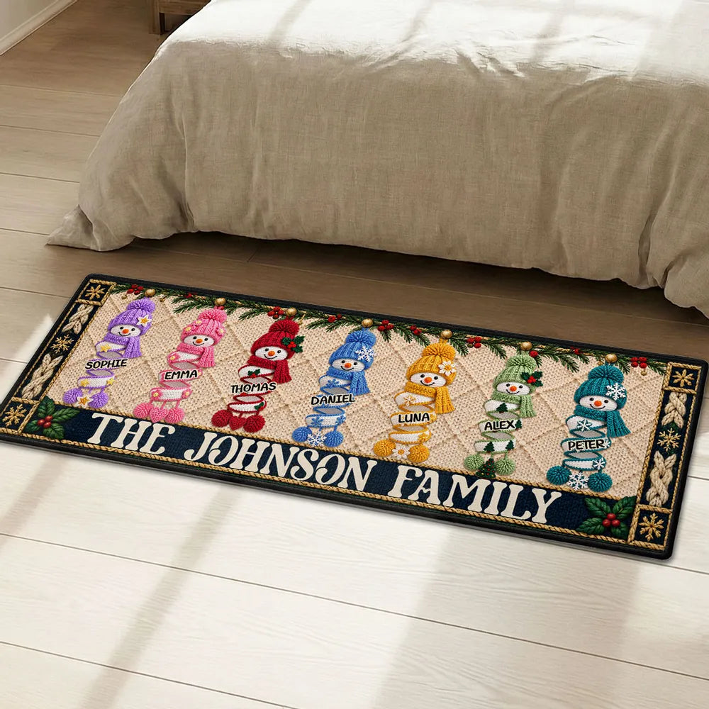 Personalized Snowman Family Doormat Colorful Christmas Gift