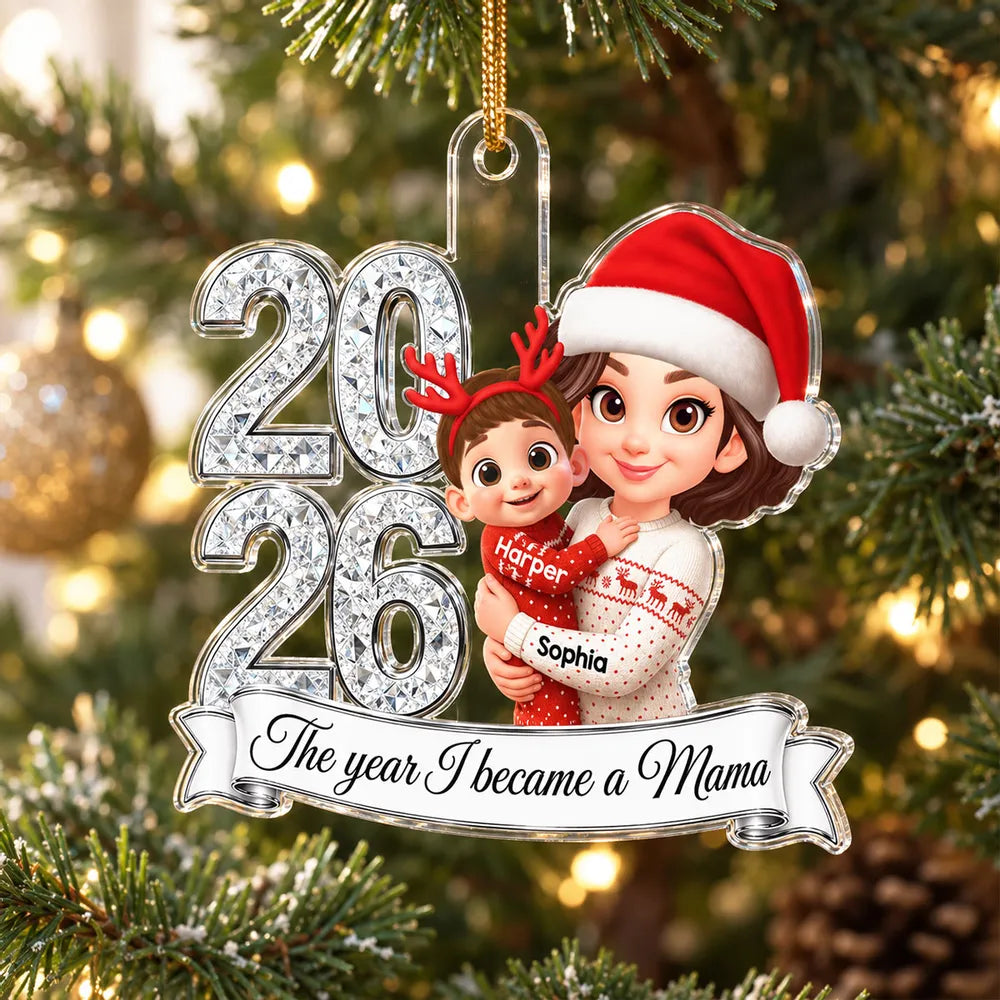 Personalized Acrylic Ornament New Mom Christmas Gift 2023