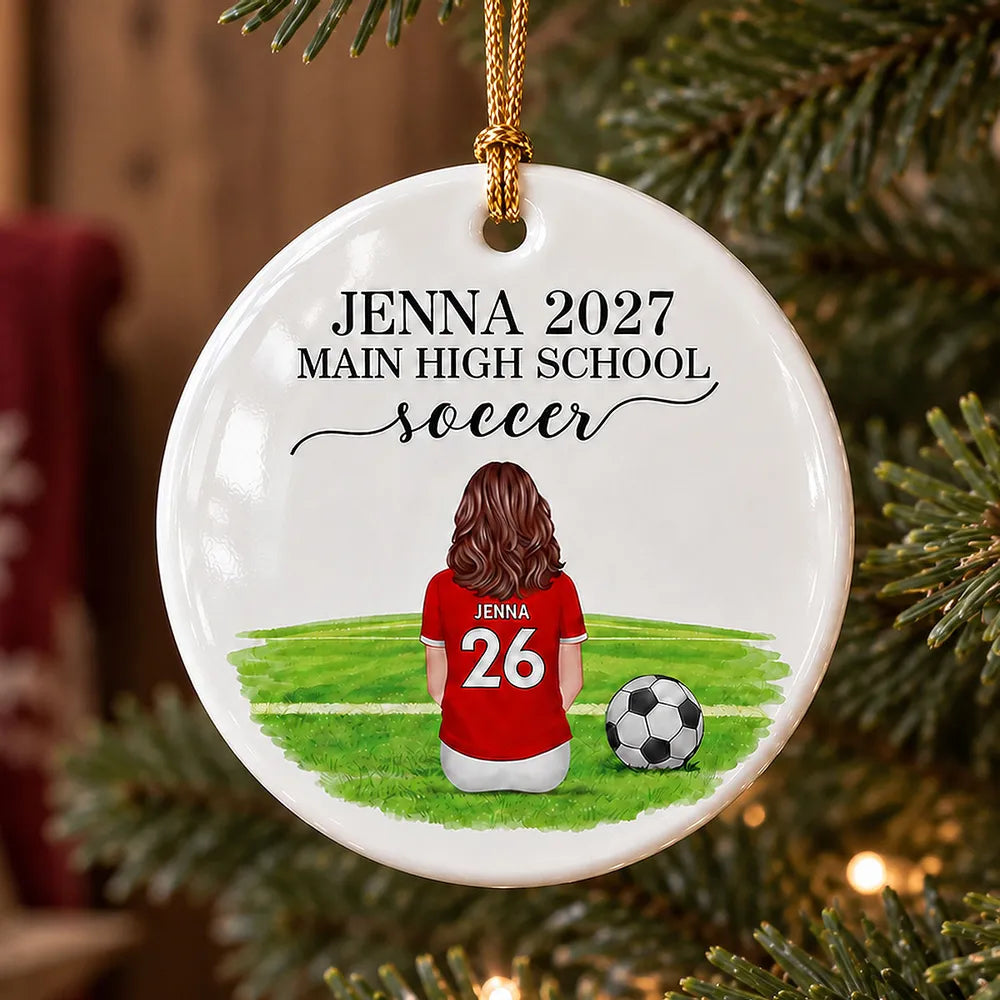 Personalized Ceramic Soccer Ornament Gift for Player | Custom Name