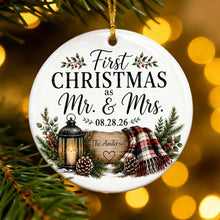Load image into Gallery viewer, Personalized Ceramic Ornament First Christmas as Mr &amp; Mrs Couple Gift
