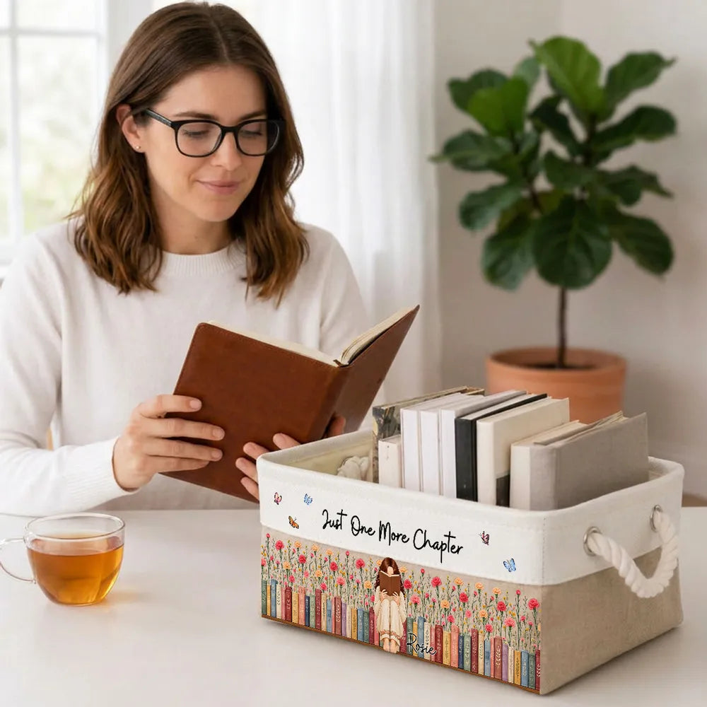 Personalized Cotton Linen Rope Basket Custom Gift for Book Lovers