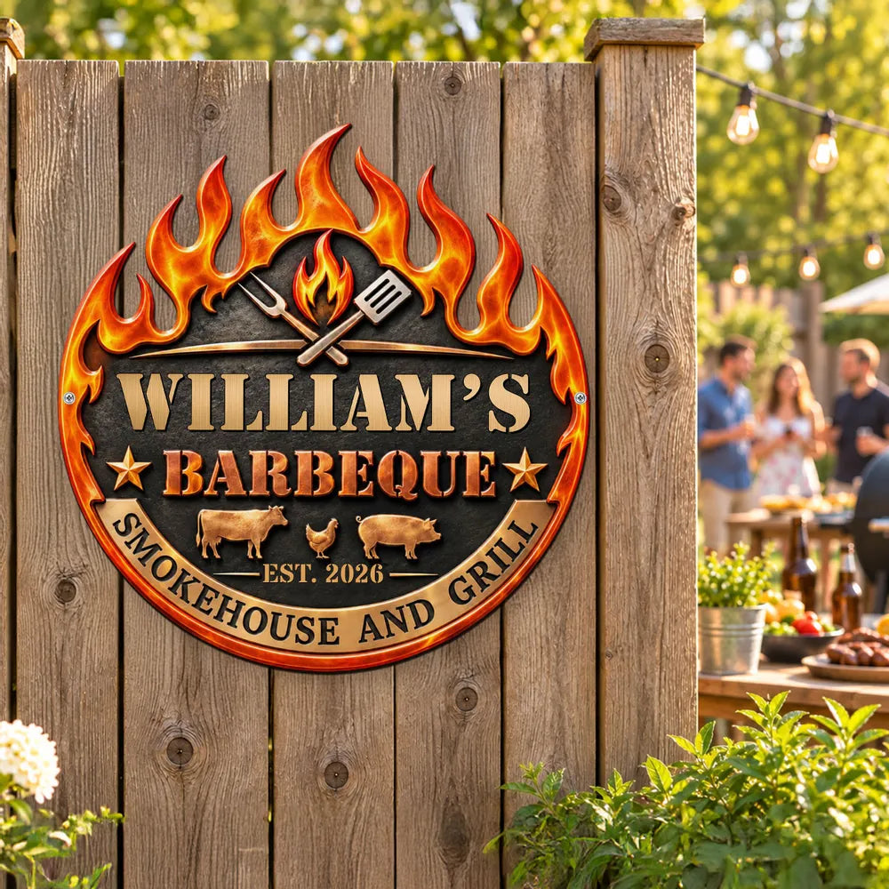 Personalized Metal Barbecue Sign Custom Gift for Grill Master