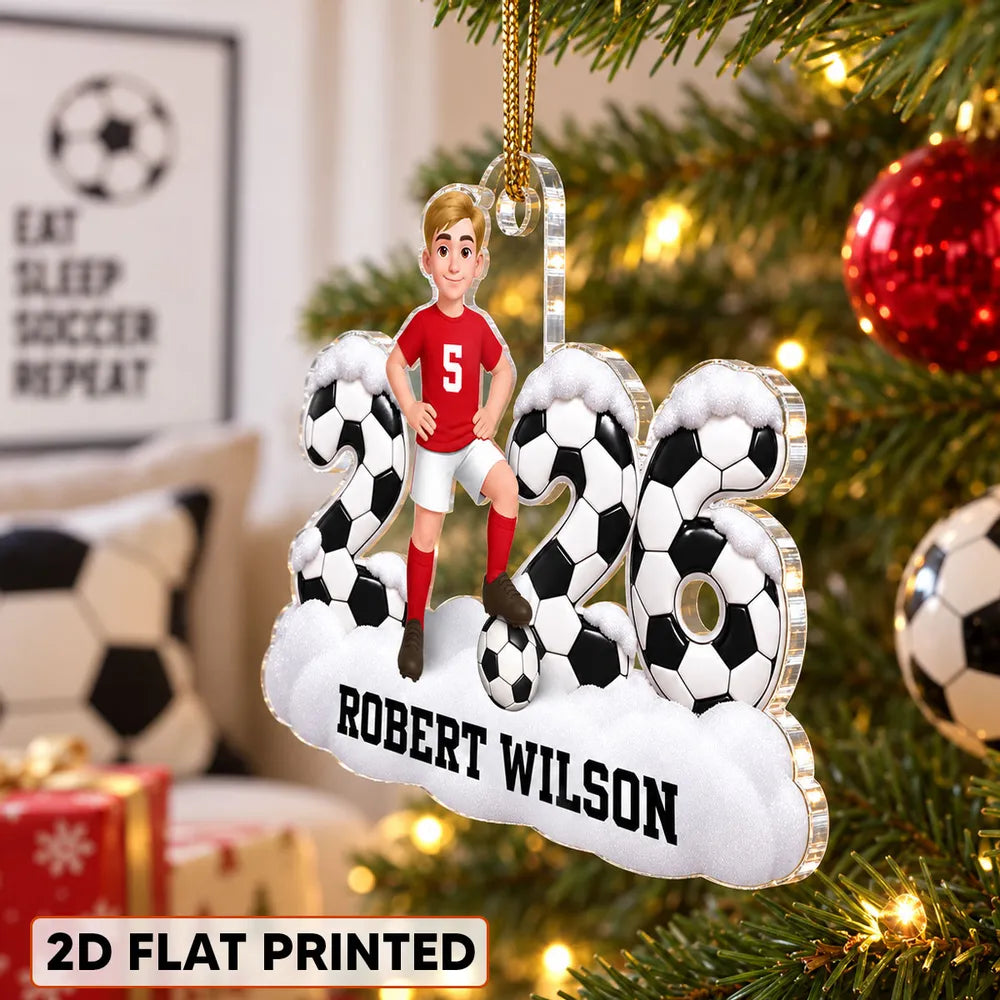 Personalized Soccer Player Acrylic Ornament Unique Gift for Son