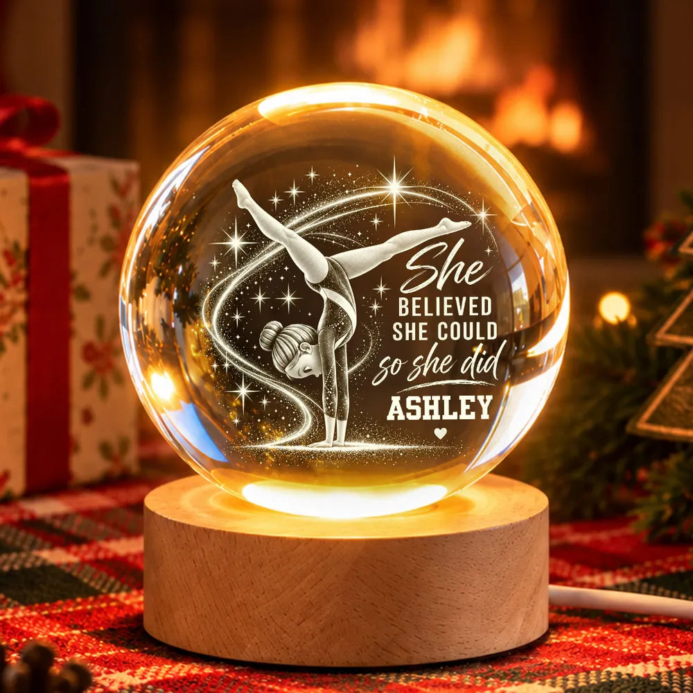 Personalized Globe Lamp with Handstand Gymnast for Daughter, Unique Gift Idea
