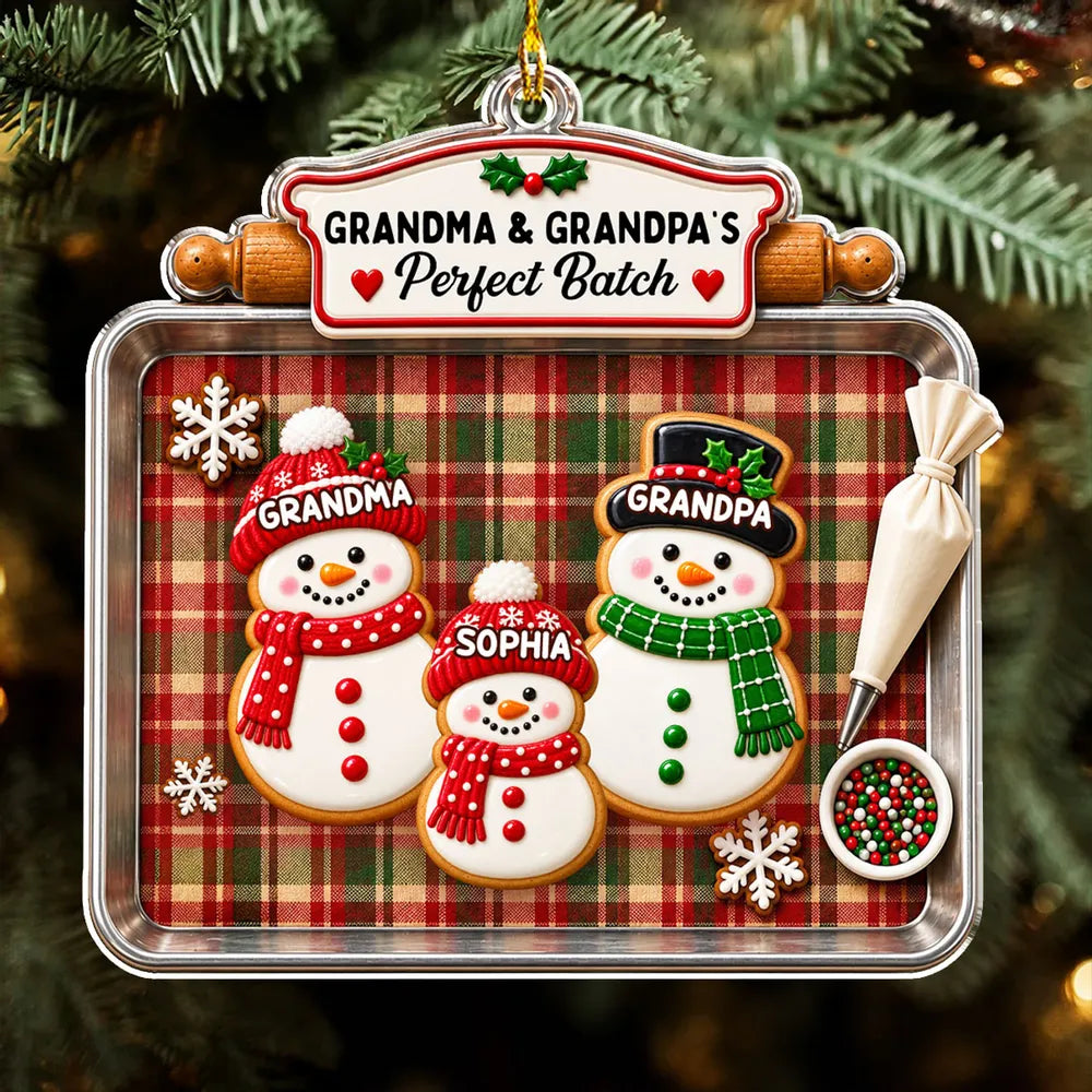 Personalized Acrylic Snowman Cookie Ornament Gift for Grandparents