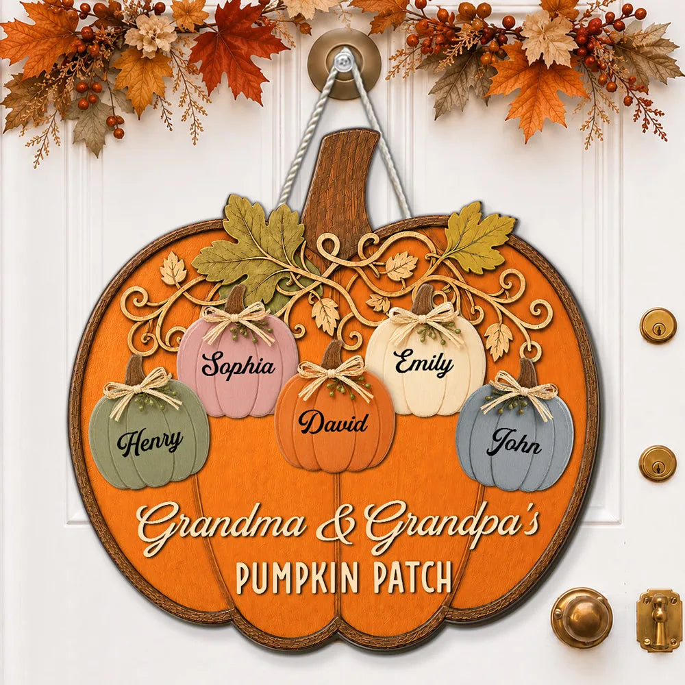 Personalized Wooden Sign for Grandma & Grandpa's Pumpkin Patch Gift