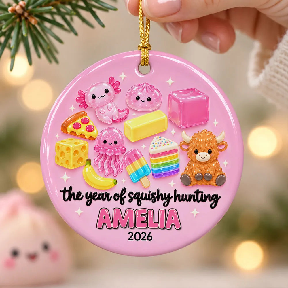 Personalized Pink Ceramic Ornament Custom Name Gift for Kids