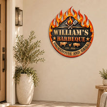 Load image into Gallery viewer, Personalized Metal Barbecue Sign Custom Gift for Grill Master
