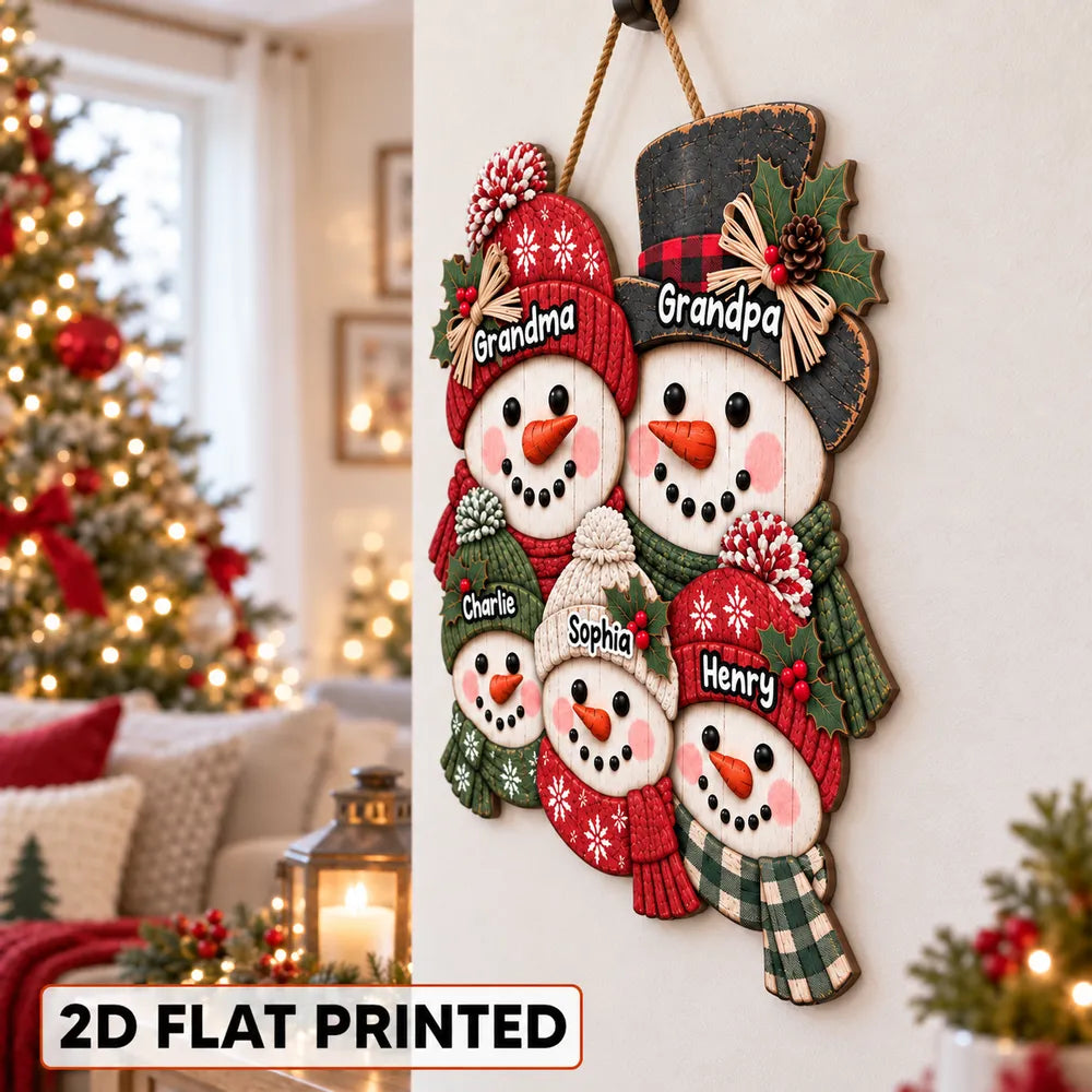 Personalized Wooden Snowman Sign for Grandma and Grandpa Holiday Decor